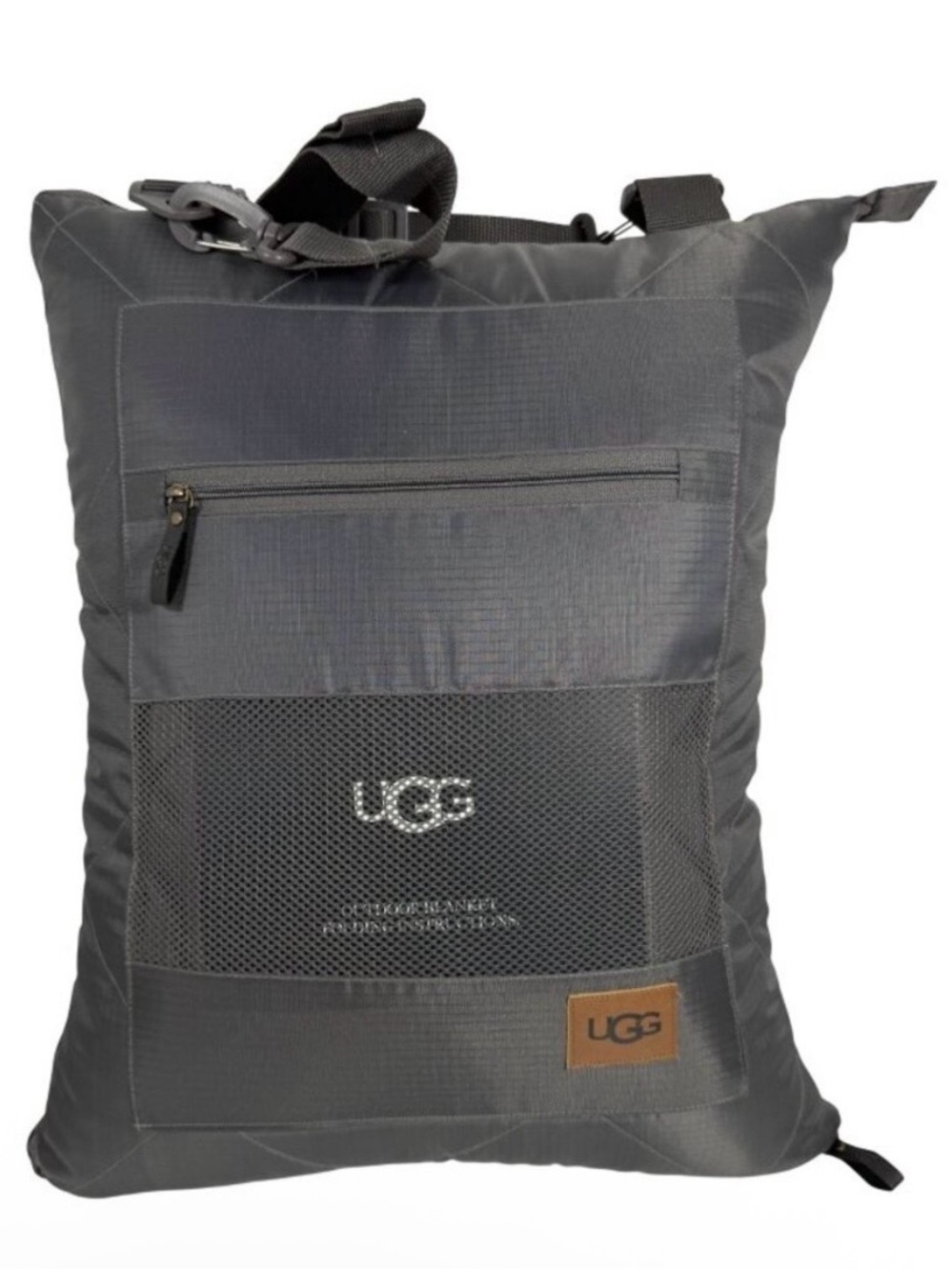 UGG Gray Waterproof Fleece Picnic Blanket